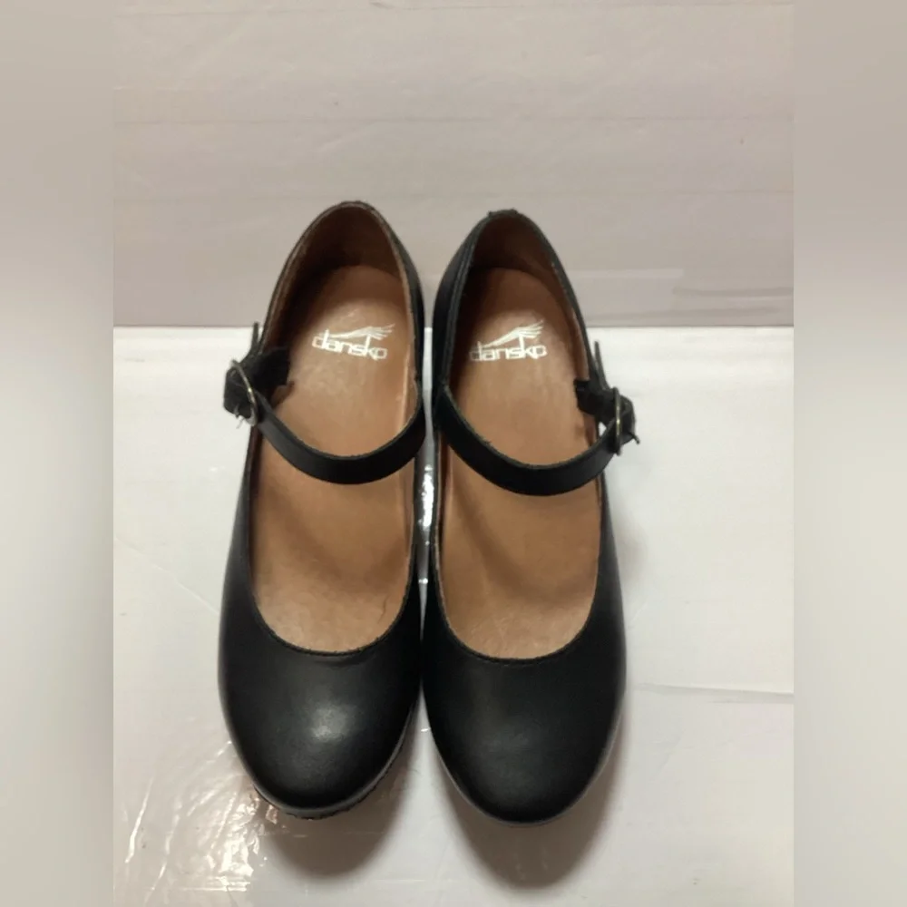 Dansko Margie Black Mary Jane  shoes, tan Heels size 37 - Picture 3 of 11